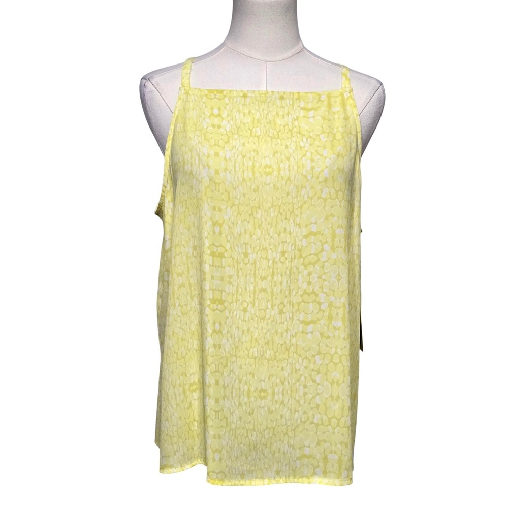 Worthington Tank Top Womens Large Yellow Sleeveless Blouse Zan Print New NWT